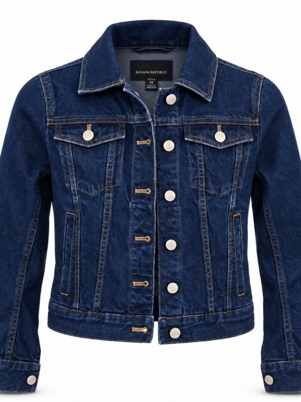 Banana Republic Petite XS Dark Wash Denim Jean Jacket Fitted Classic